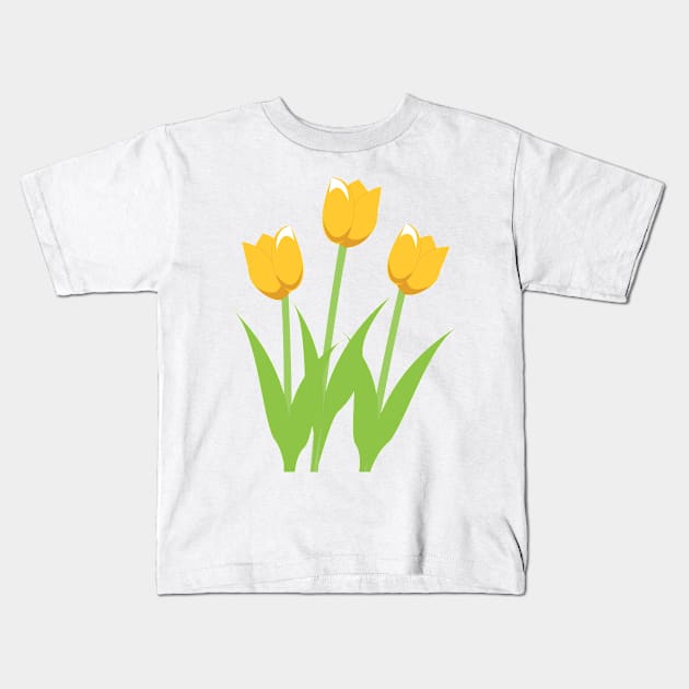 Yellow Spring Tulips Digital Art | Melanie Jensen Illustrations Kids T-Shirt by illusima